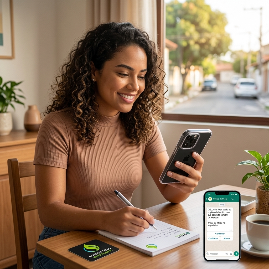Paciente recebendo confirmação de consulta pelo WhatsApp