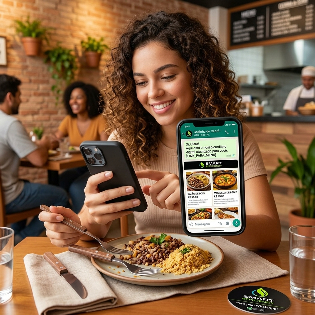 Cliente consultando cardápio inteligente no WhatsApp